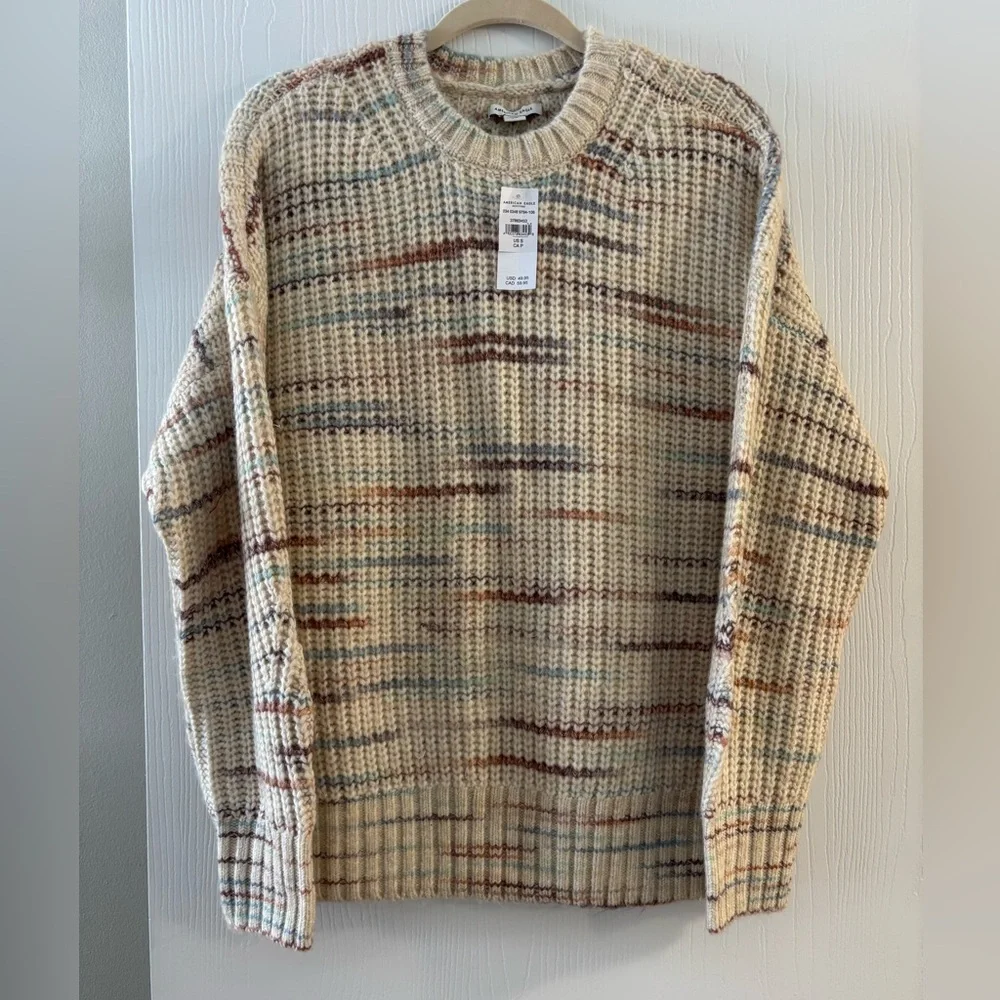 NWT American Eagle Women’s Waffle Knit Crewneck Sweater – Size Small - Picture 3 of 7